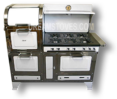 1930s Magic Chef 6300 Series Antique Stove, in White Porcelain, with Black Knobs and Handles Available from Dream Stoves