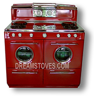 1954 Western-Holly Double Portal Antique Gas Stove in Red Porcelain