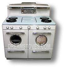 1954 Western-Holly Double Portal Antique Gas Stove with Robin's Egg Blue Porcelain Cook-Top