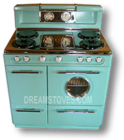1953 Western-Holly Double Oven Antique Gas Stove in custom Robin’s Egg Blue Porcelain
