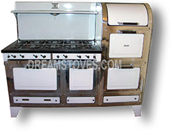 1936 Magic Chef 6300 Double Oven Antique Stove in White Porcelain, with Black Knobs and Handles Available from DreamStoves.com